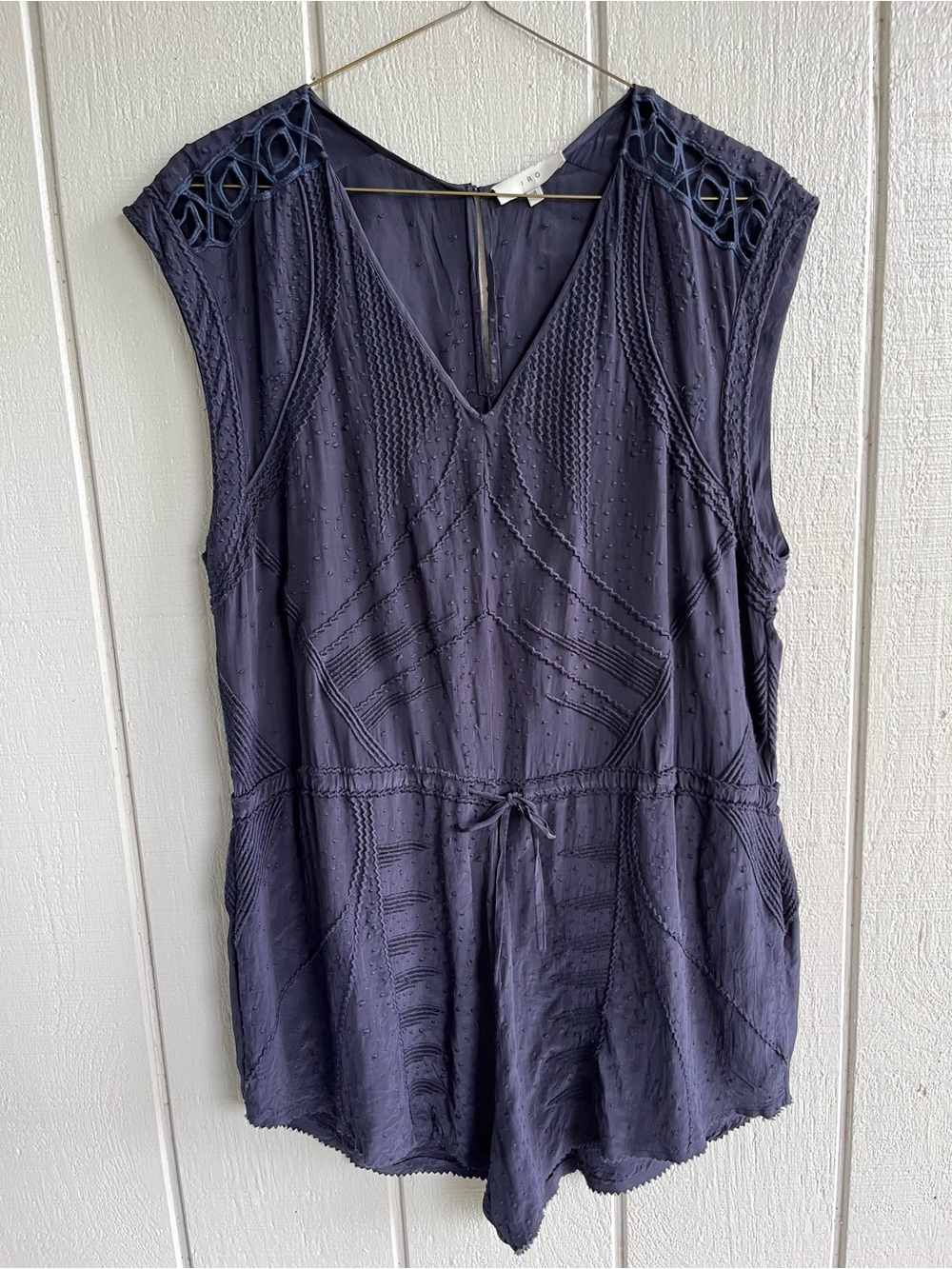 IRO Austin Embroidered Romper in Navy Viscose Size 38